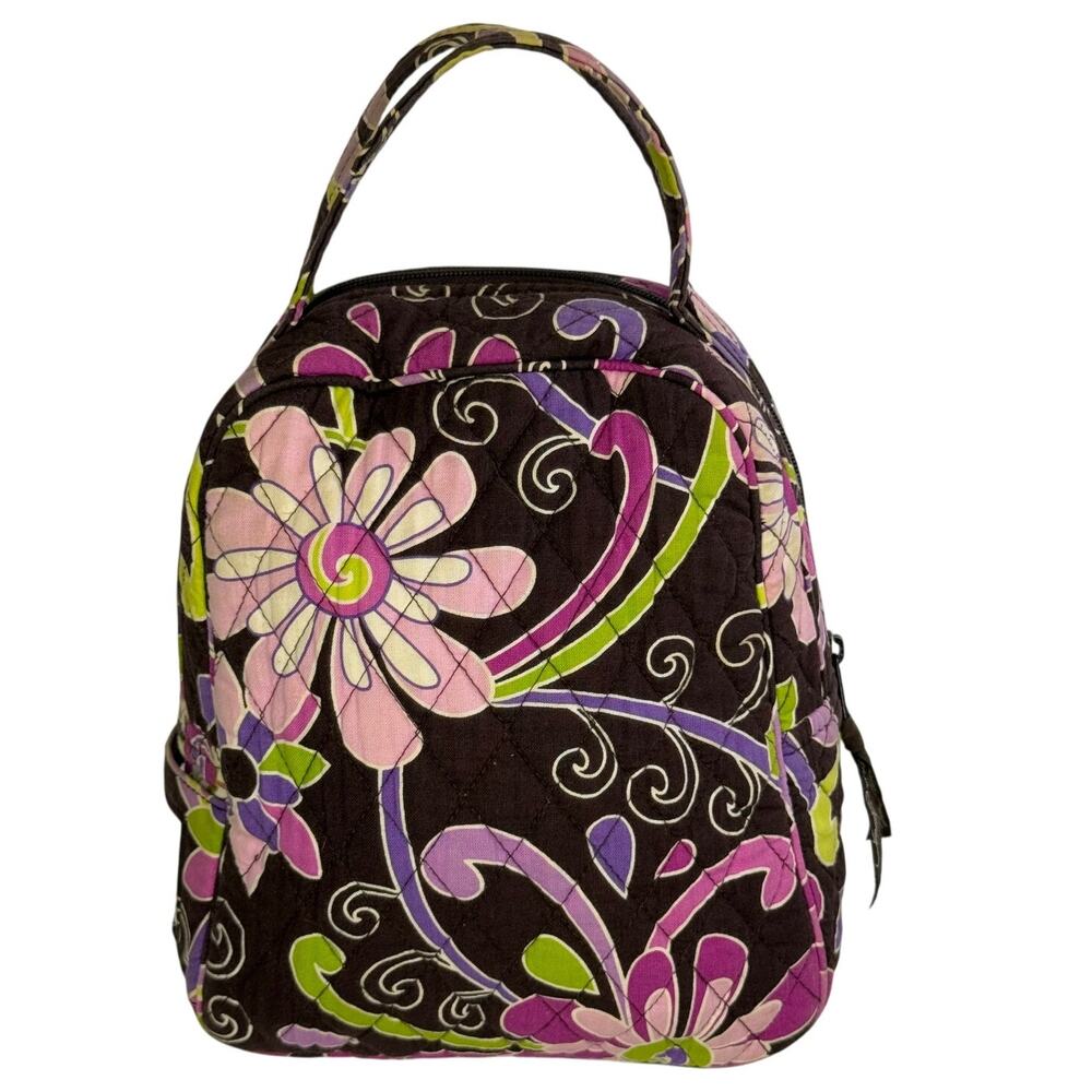 Vera Bradley Flutterby Pink Purple Floral Lunch Bunch Bag Tote - Picture 2 of 7